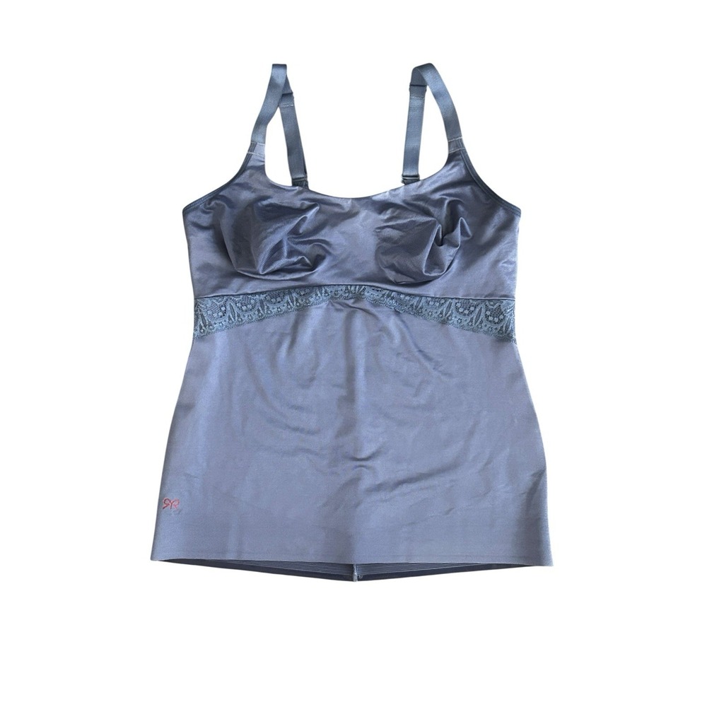 Ruby Ribbon Lace Cami Tank Top Size 40 Shaping Shapewear Tranquil Blue 3024 - Picture 2 of 8